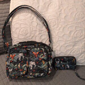 Lug Navigator bag with matching Rodeo wallet- Wilelife black print